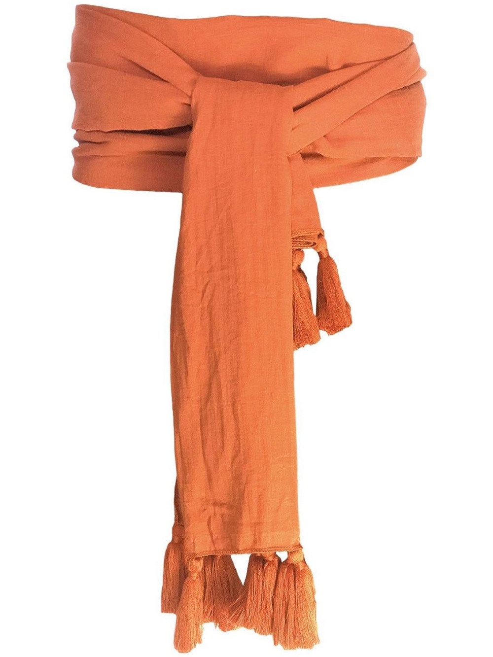 Erika Pena $244 RUMBA COTTON TASSEL WRAP/BELT SIENNA